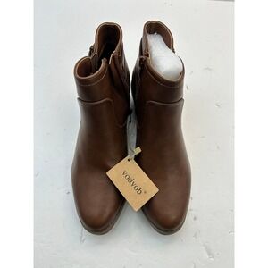 Vodvob Ankle Boots  Faux Leather Block Heel Womens Size 7 Brown